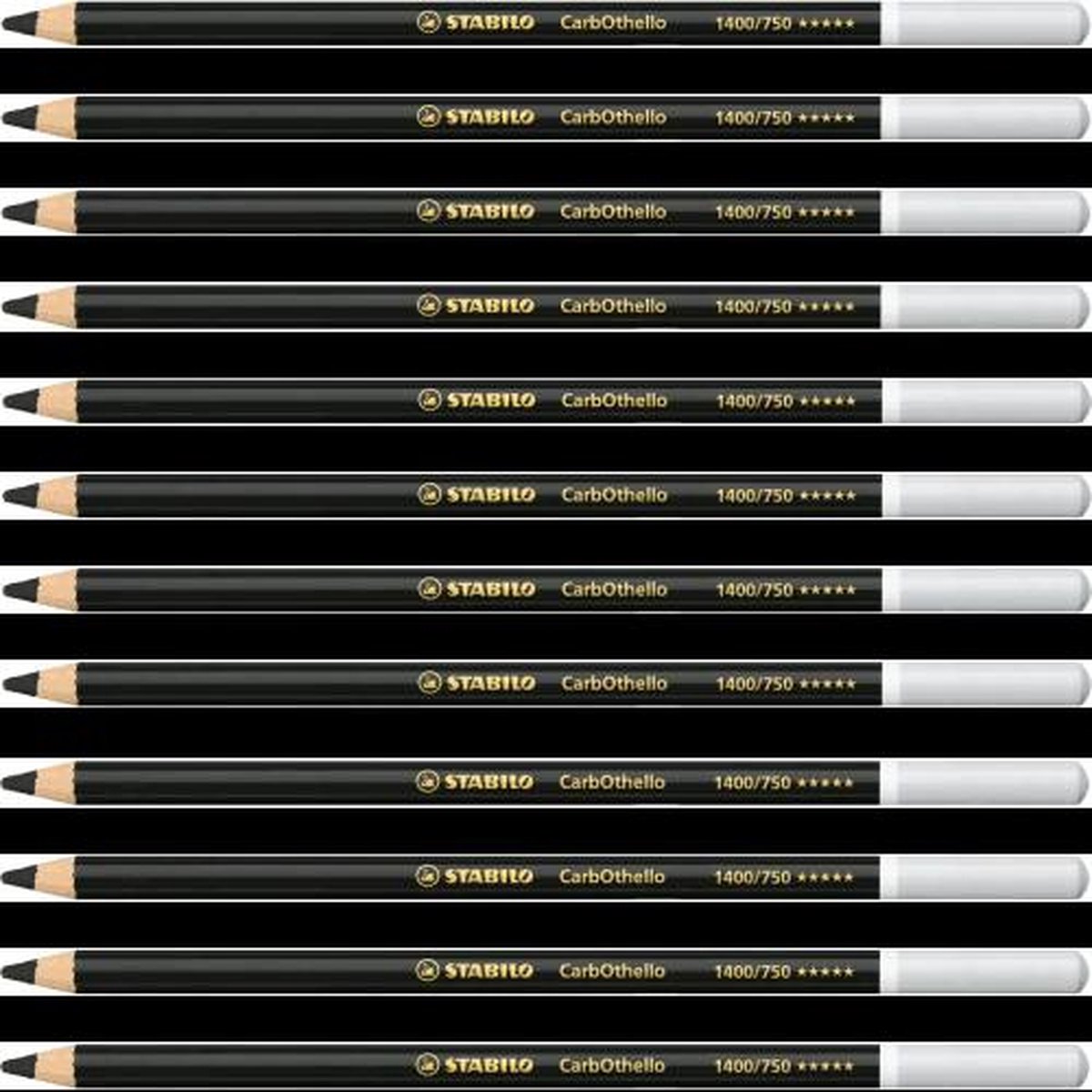 Kleurpotloden STABILO CarbOthello kalkpastel neutraal zwart | 12 stuks